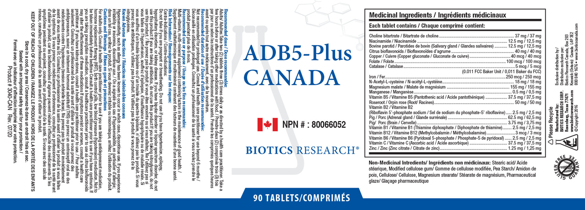 ADB5-Plus - 90 Tablets - Label