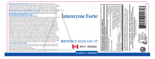 Intenzyme Forte 50 Tablets - Label